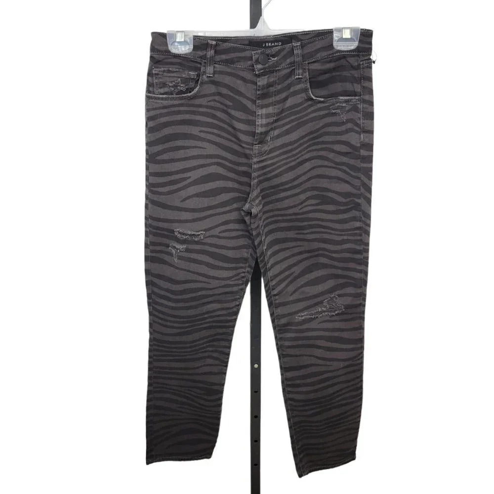 J Brand Ruby High Waisted Zebra Distressed Jeans Size 27